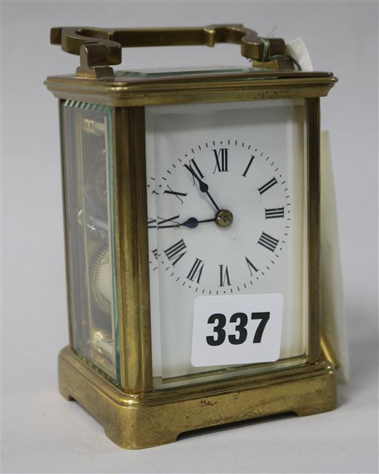 A French brass carriage timepiece